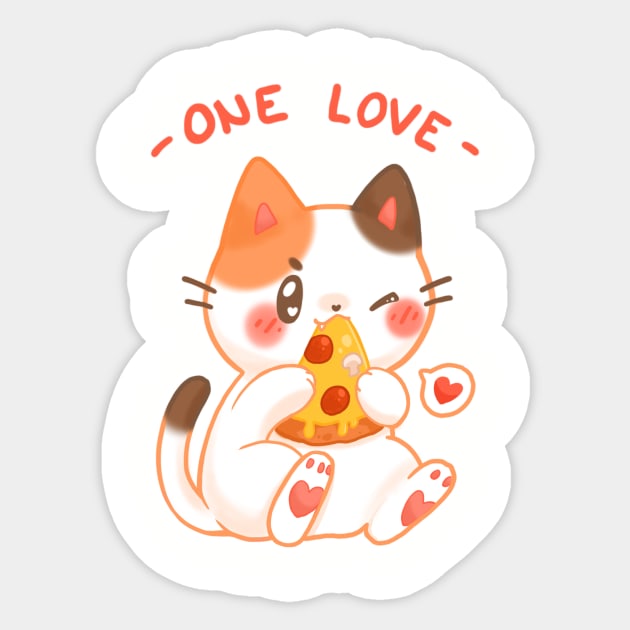 One love - Pizza cat Sticker by linkitty